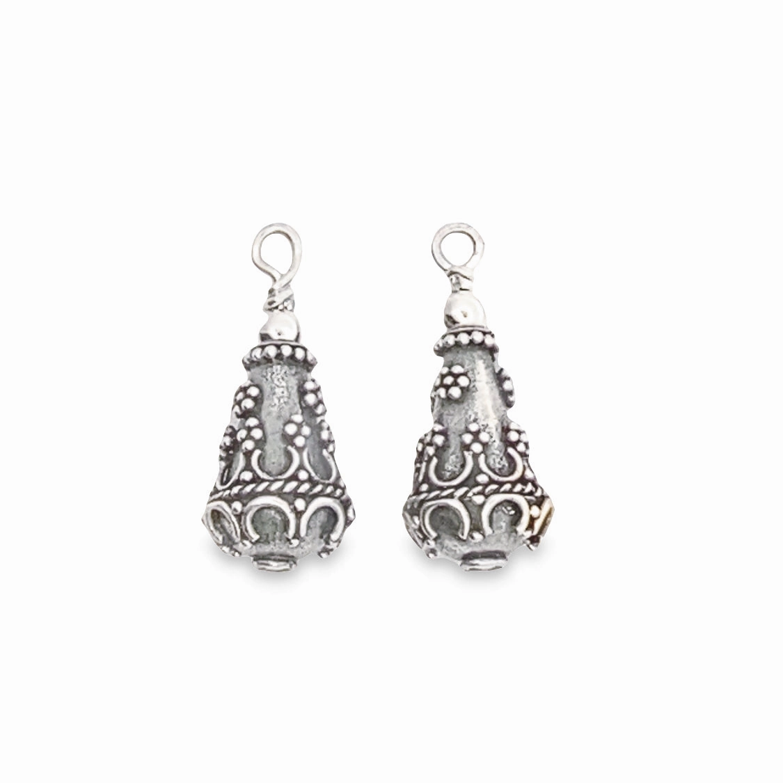 Sterling Silver Elongated Bali Bead Earring Charms Allure Detail
