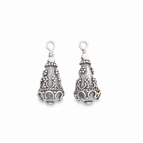 Sterling Silver Elongated Bali Bead Earring Charms Allure Detail