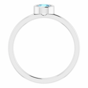 Office Accent Value Decoration Rhodium-Plated Sterling Silver 4.5 mm Natural Aquamarine Ring