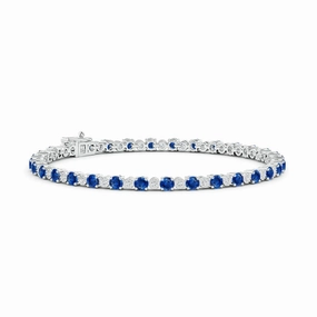 4.8 CT. Sapphire and Brilliant Moissanite Tennis Bracelet Vivid Glow