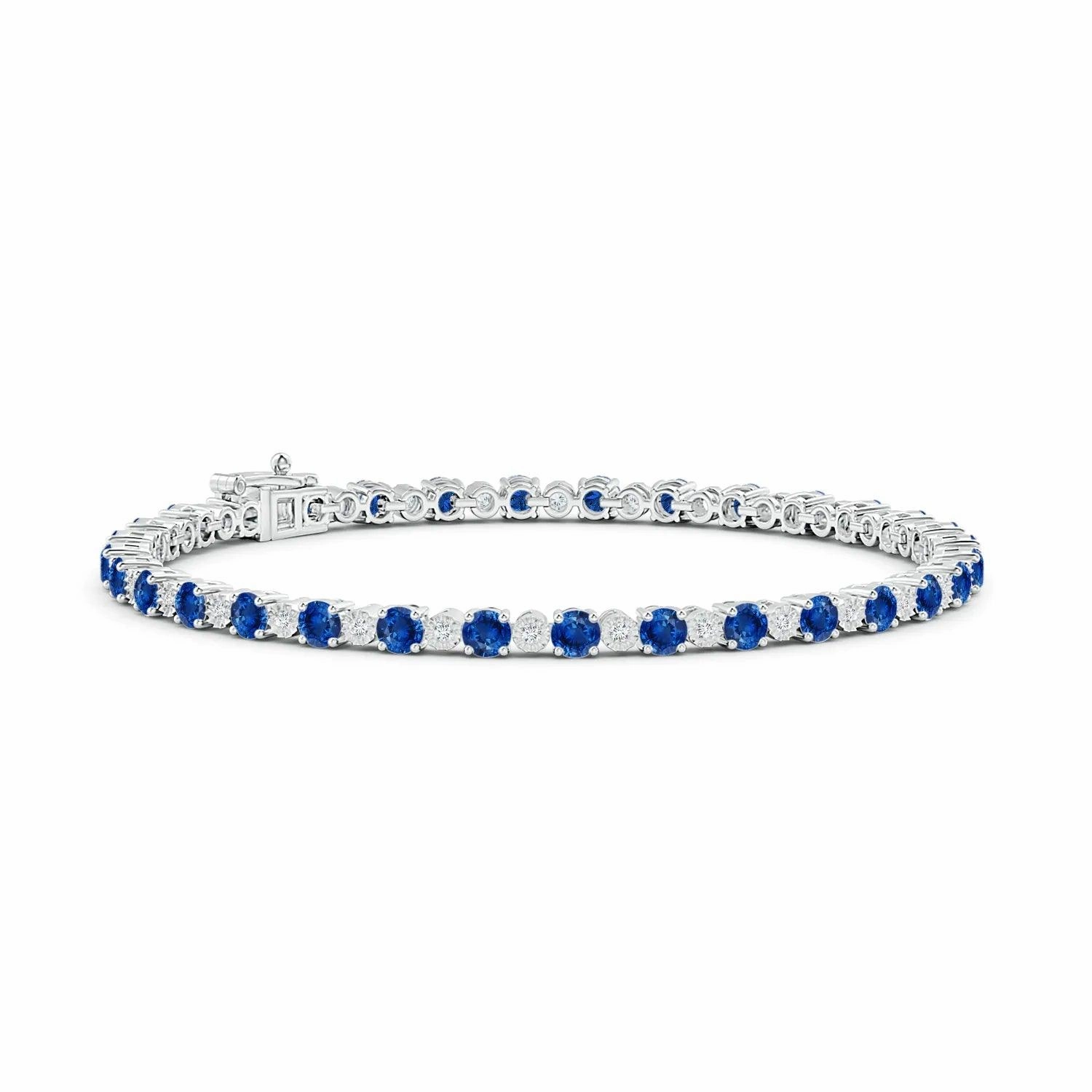 4.8 CT. Sapphire and Brilliant Moissanite Tennis Bracelet Vivid Glow