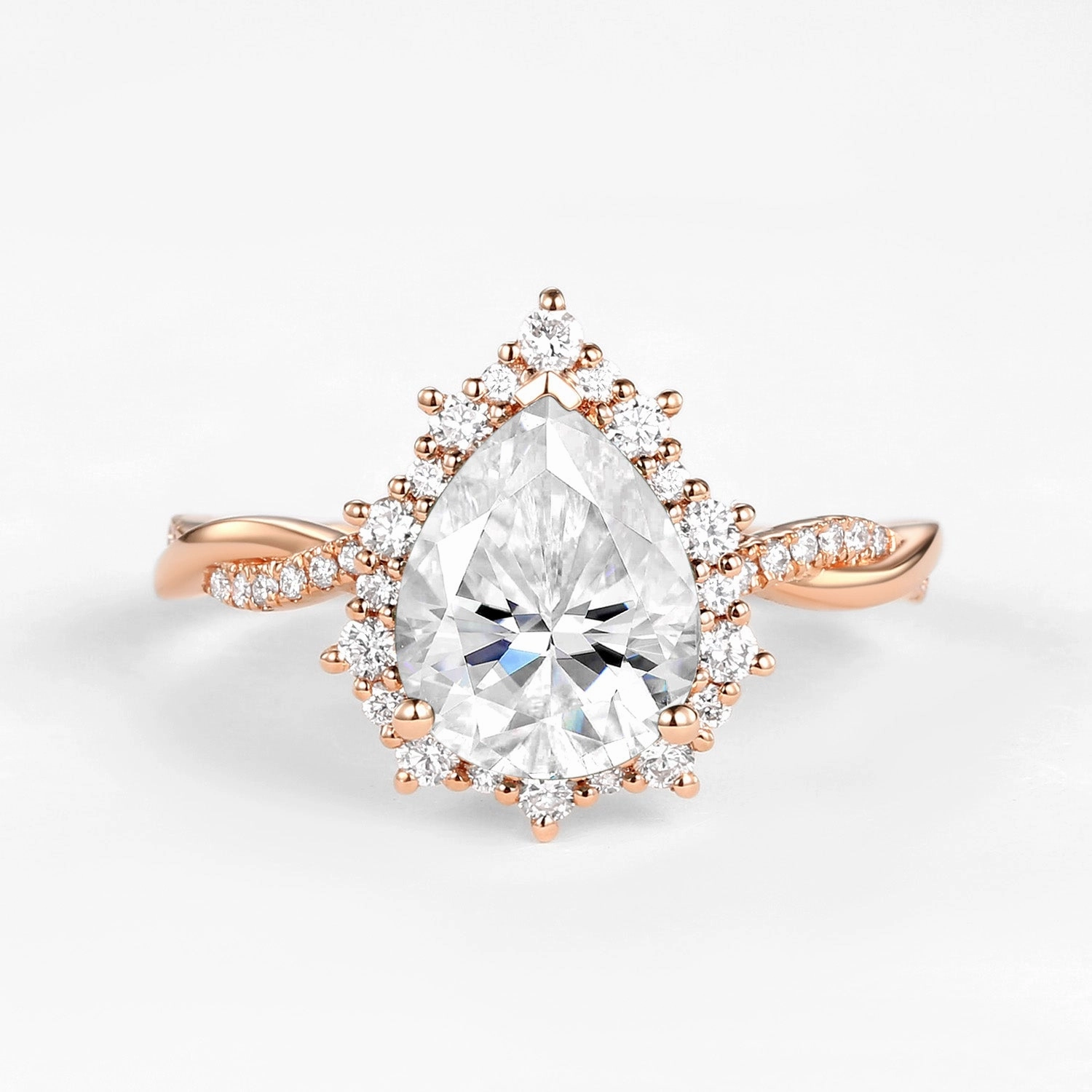 Convenient Appearance 3.0CT Unique Pear Shaped Moonstone Infinity Engagement Ring