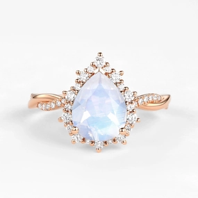 3.0CT Unique Pear Shaped Moonstone Infinity Engagement Ring Petite Touch Low-Cost Gift