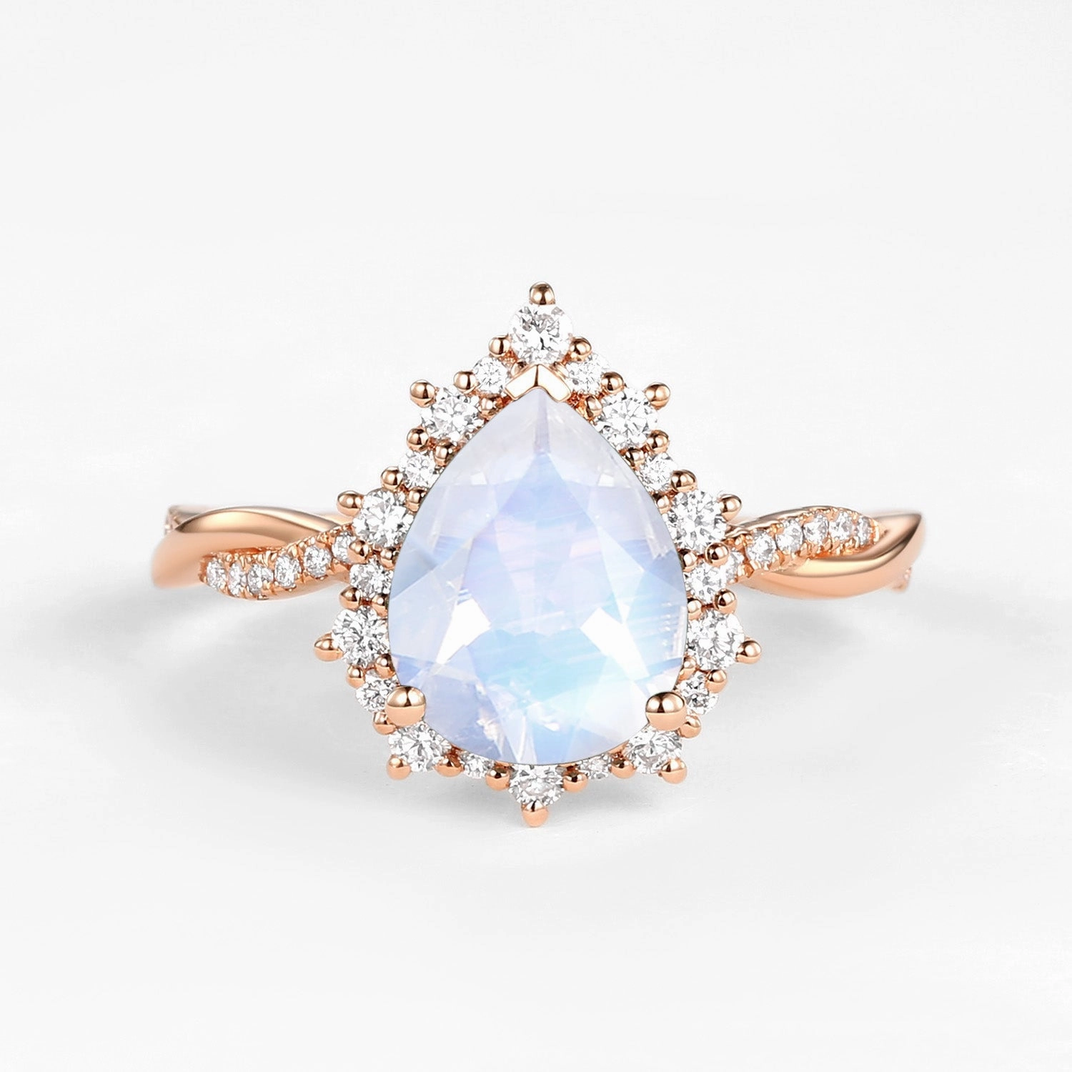 3.0CT Unique Pear Shaped Moonstone Infinity Engagement Ring Petite Touch Low-Cost Gift