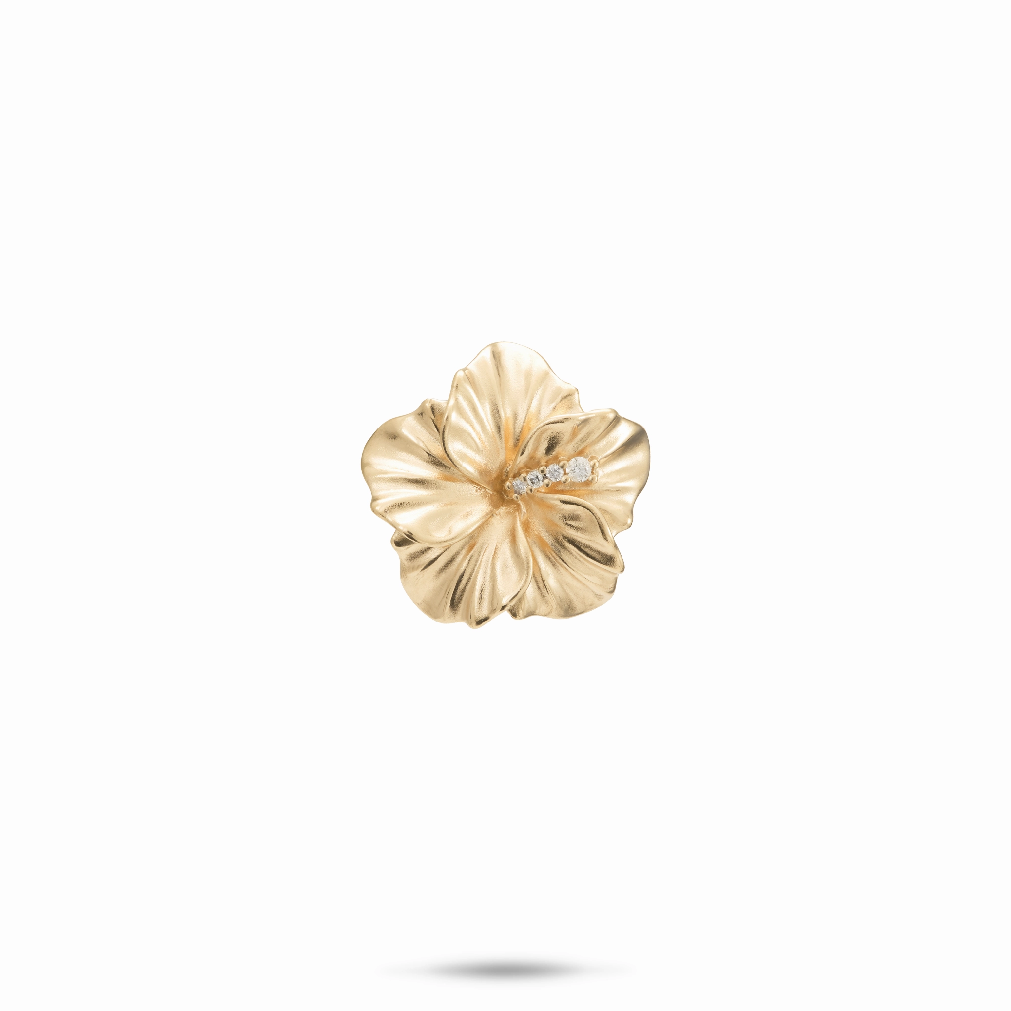 Hawaiian Gardens Hibiscus Pendant in Gold with Diamonds - 15mm Trendy Glow Daytime Look