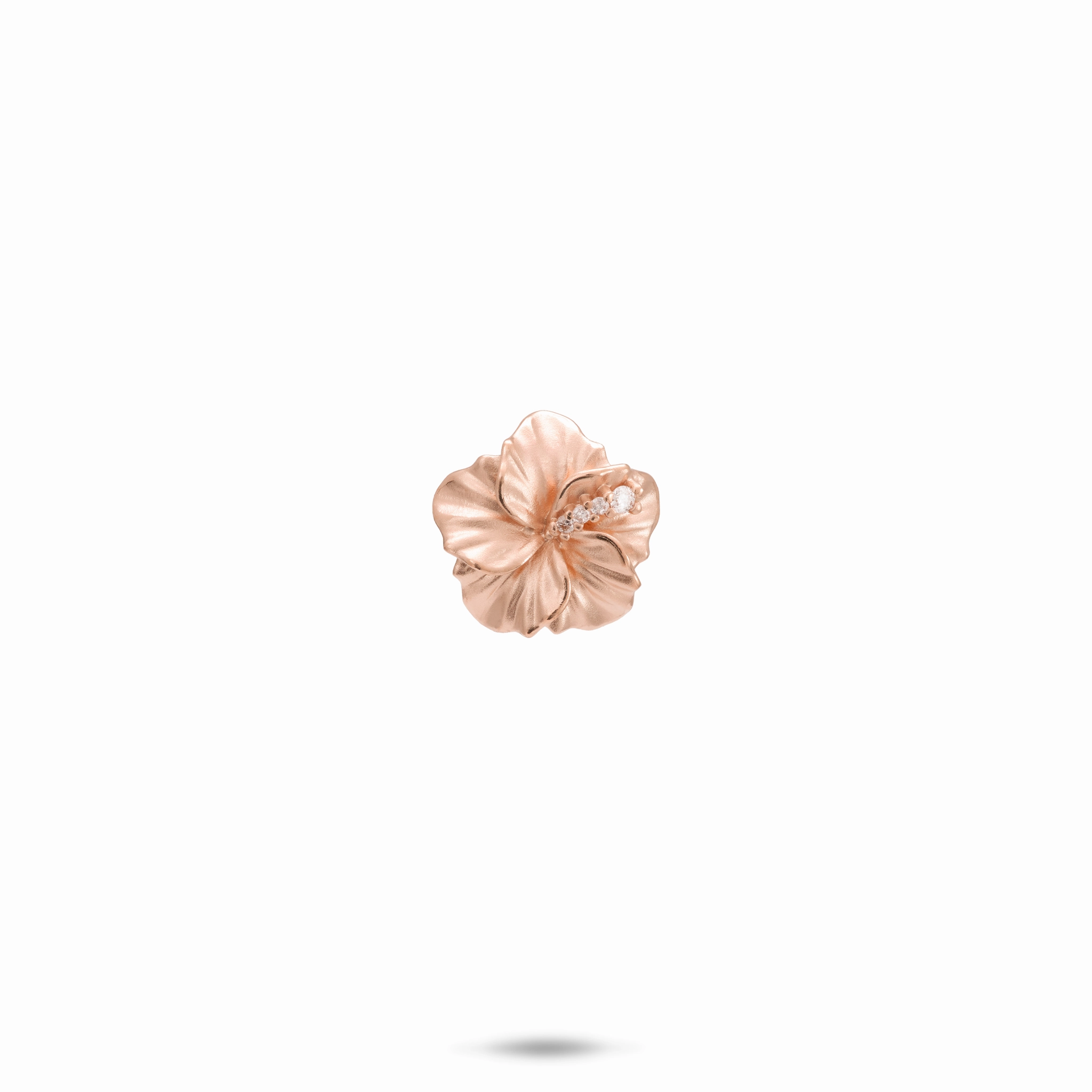 Hawaiian Gardens Hibiscus Pendant in Rose Gold with Diamonds - 11mm Lustrous Detail Gifting Moment