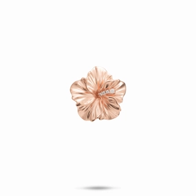 Hawaiian Gardens Hibiscus Pendant in Rose Gold with Diamonds - 15mm Evening Accessories