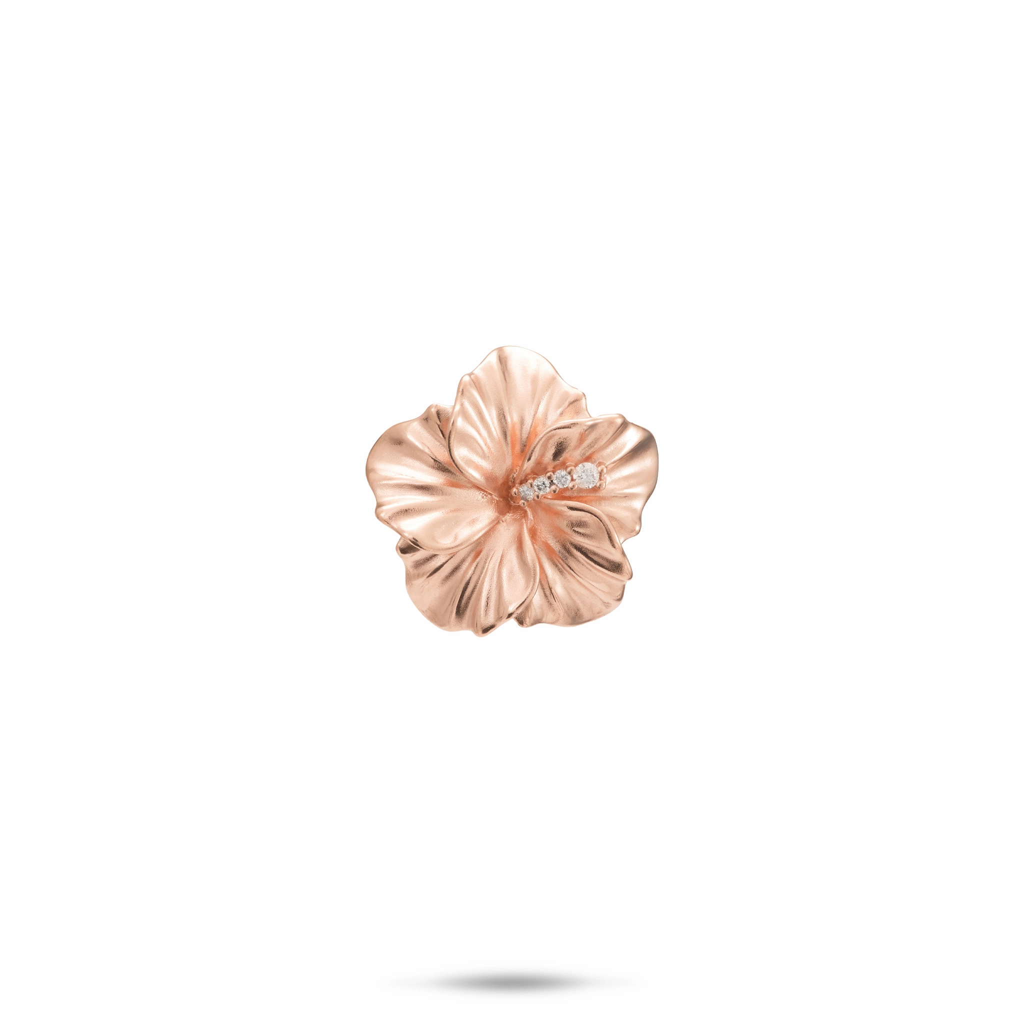 Hawaiian Gardens Hibiscus Pendant in Rose Gold with Diamonds - 15mm Evening Accessories