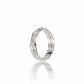 Hawaiian Heirloom Old English Scroll Ring in White Gold - 4.5mm Fresh Elements Classic Finish