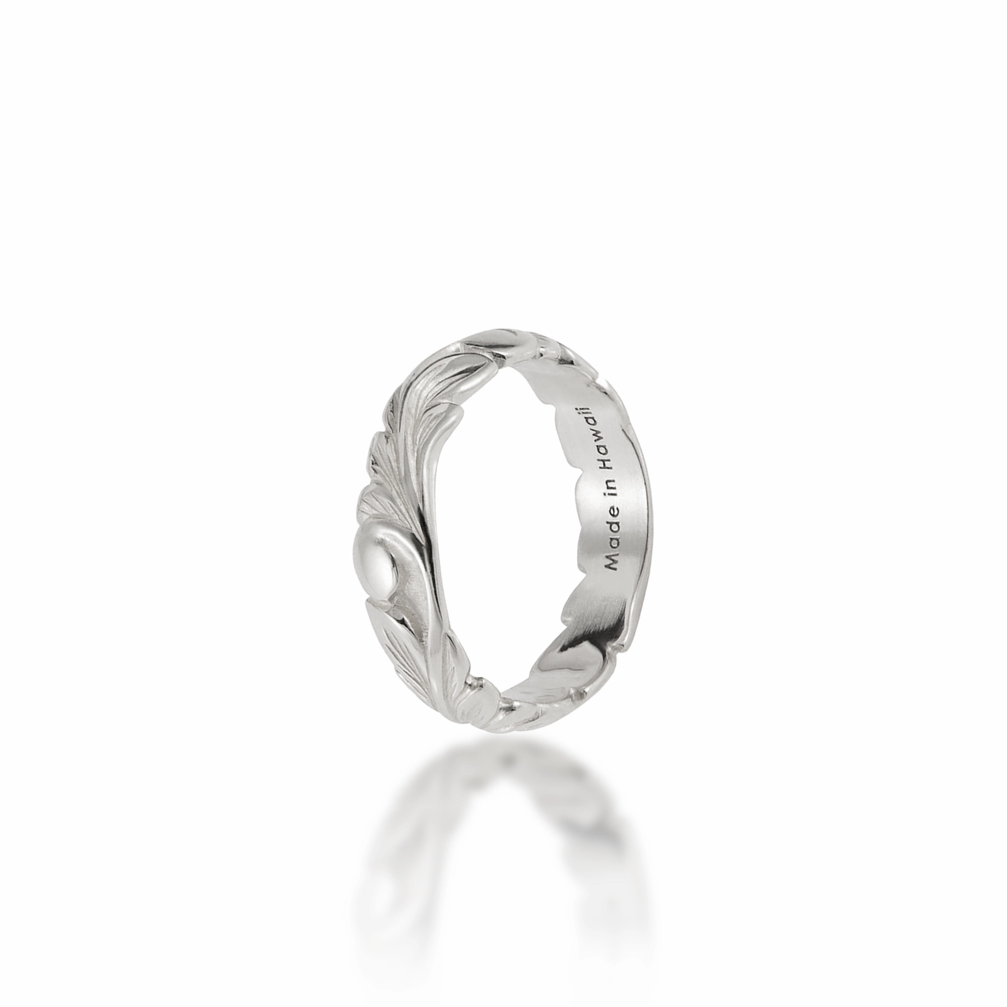 Hawaiian Heirloom Old English Scroll Ring in White Gold - 4.5mm Bold Radiance