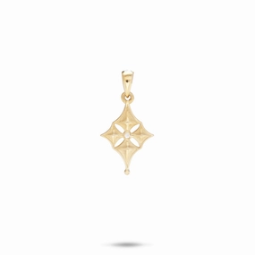 Elegant flair Hawaiian Quilted Star Pendant in Gold with Diamond - 15mm