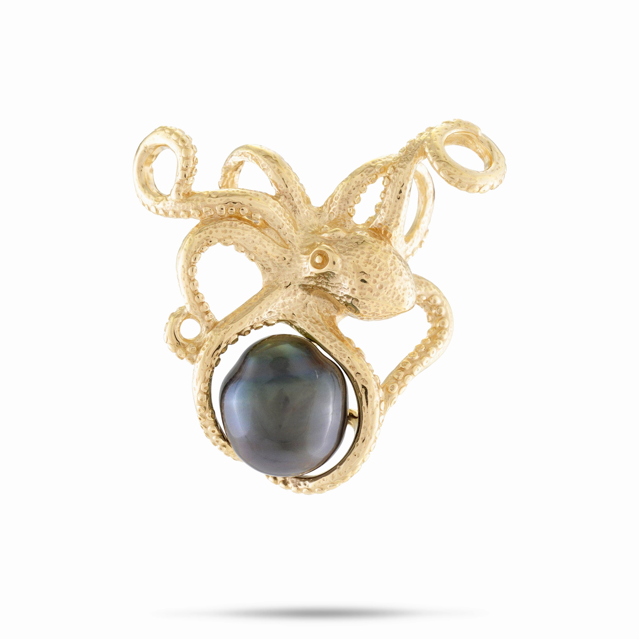 Radiant Piece He?e (Octopus) Tahitian Black Pearl Pendant in Gold-10-11mm