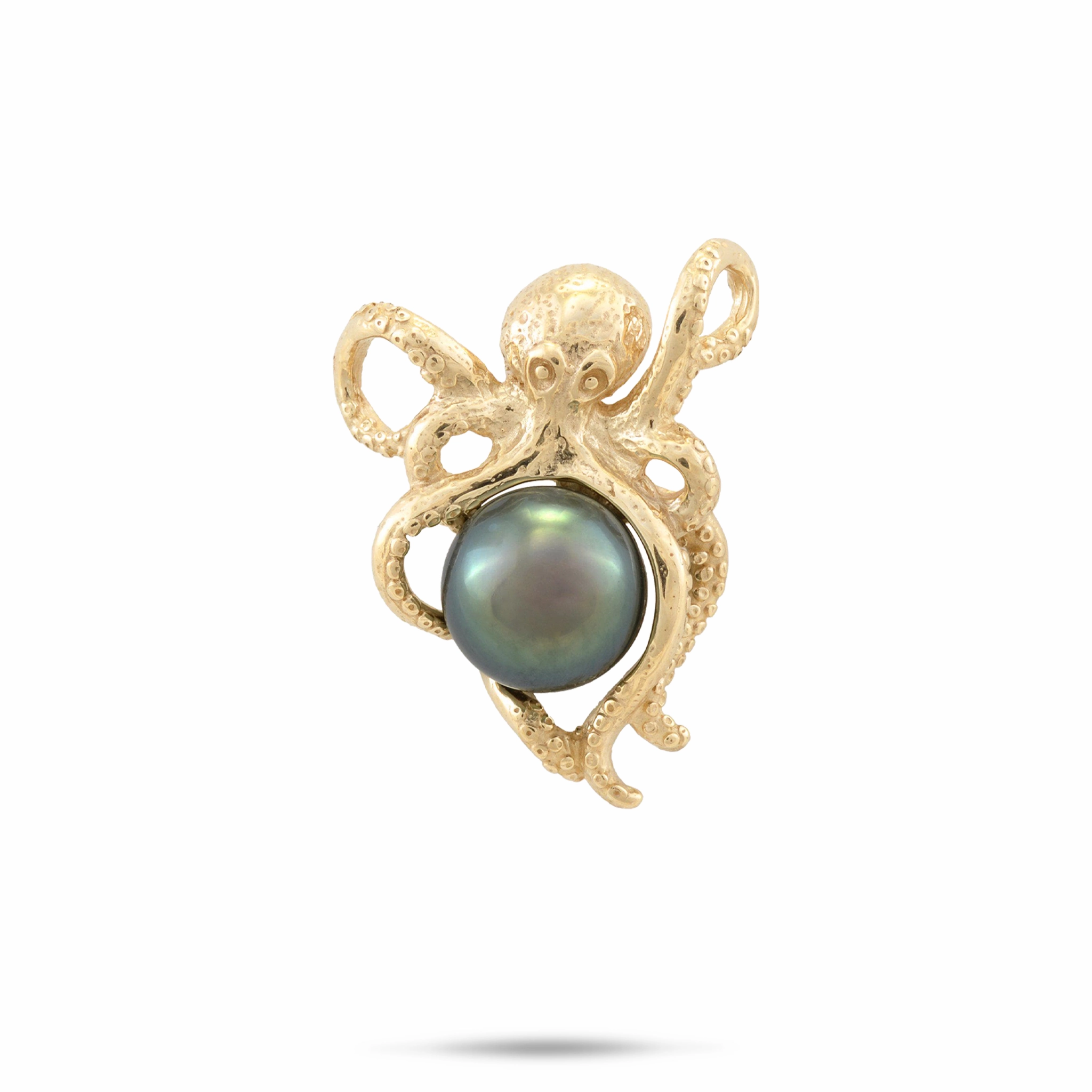 Glam Pairing He?e (Octopus) Tahitian Black Pearl Pendant in Gold - 8-10mm
