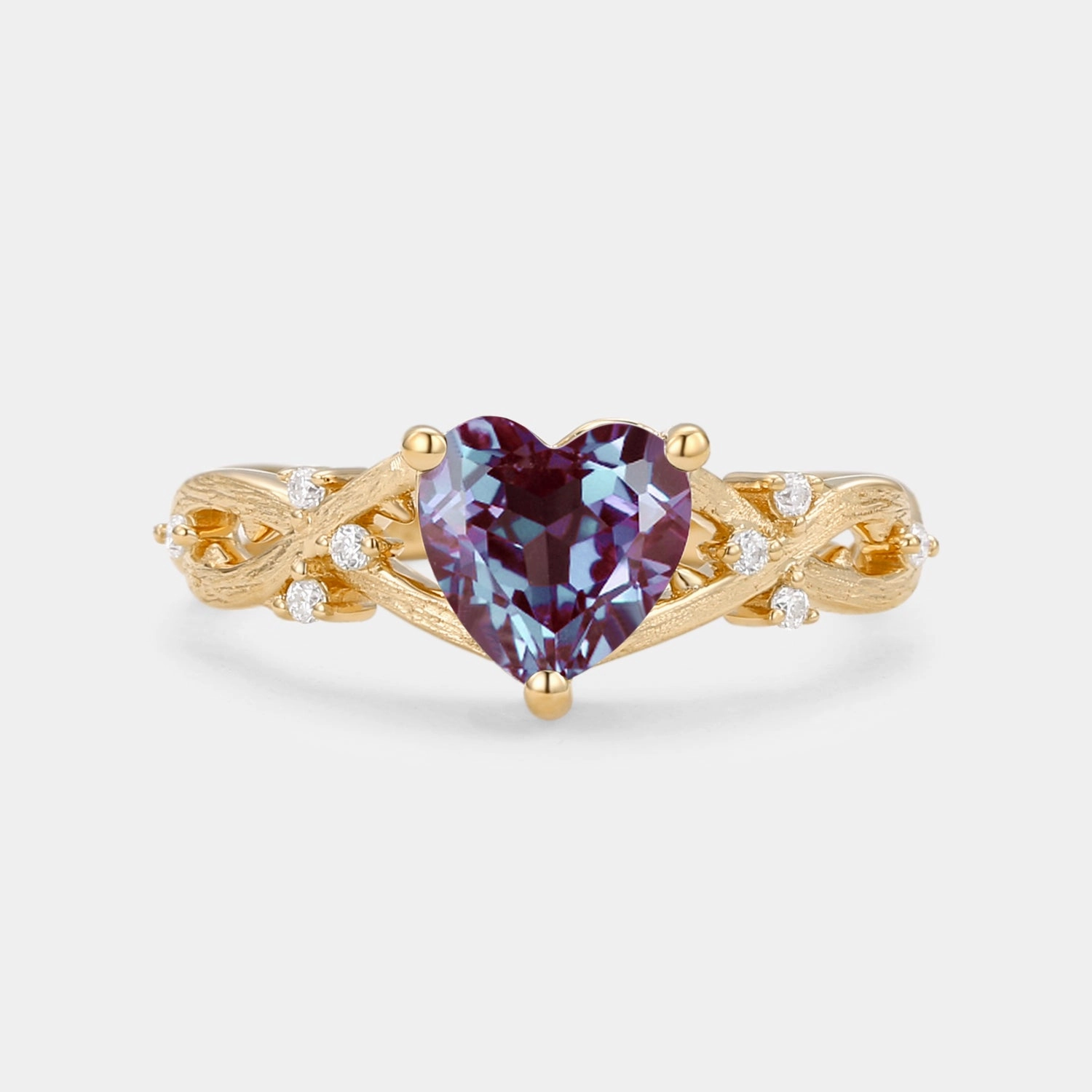 Heart Shape Moss Agate Infinity Engagement Ring - Midge Creative Bauble