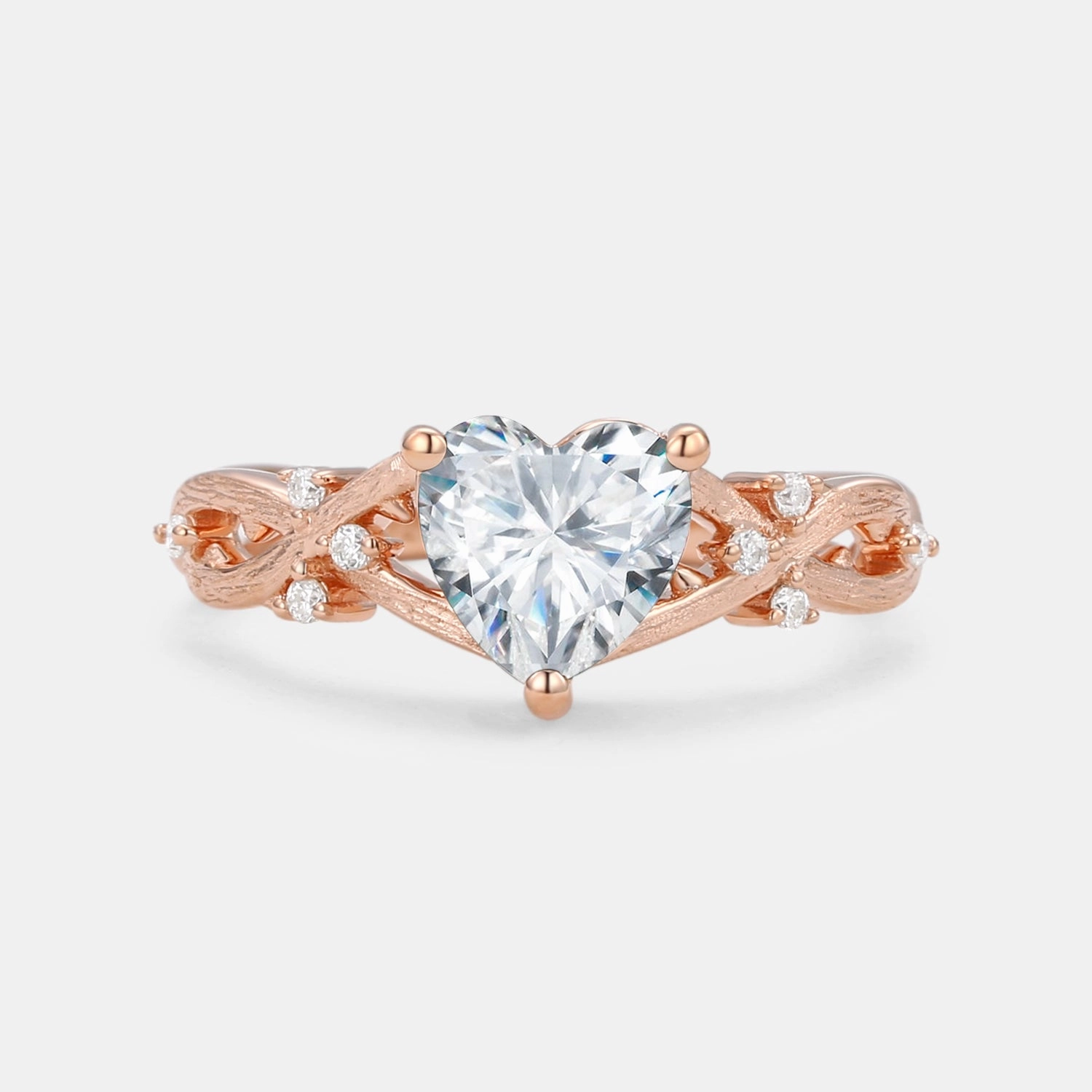 Dramatic Detail Heart Shape Moss Agate Infinity Engagement Ring - Midge