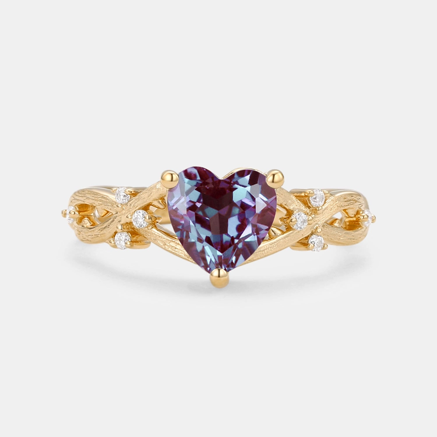 Gleaming Form Heart Shape Moss Agate Infinity Engagement Ring - Midge