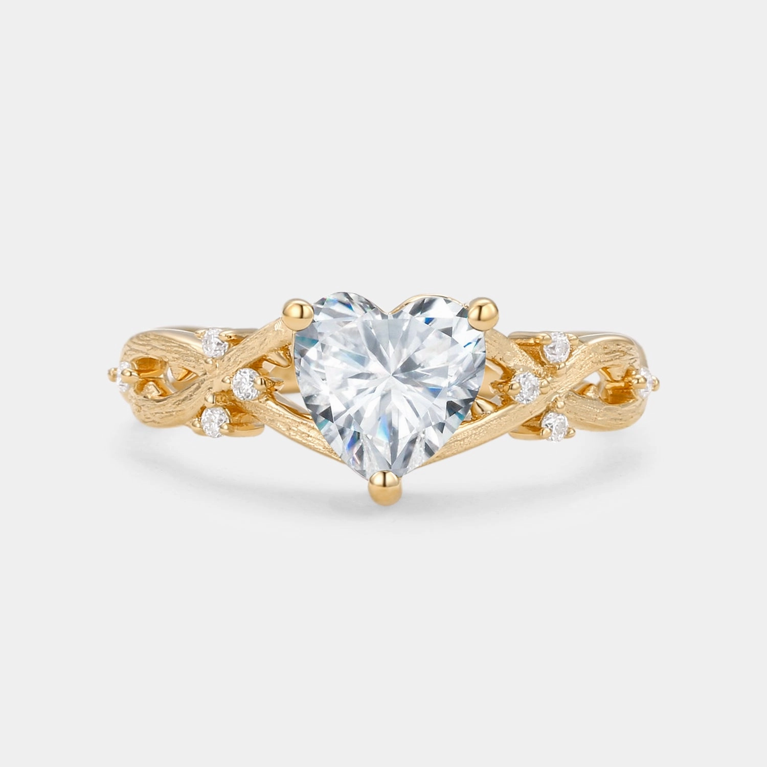 Trend Look Heart Shape Moss Agate Infinity Engagement Ring - Midge