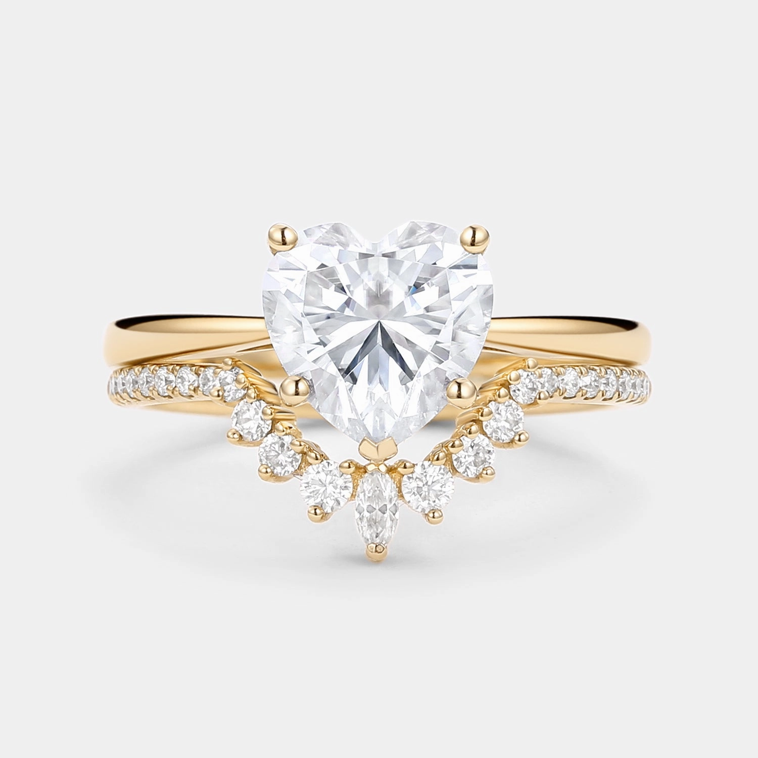 Heart Shaped Moissanite Classic Solitaire Ring Set Affordable Embellishment Fashion Staple