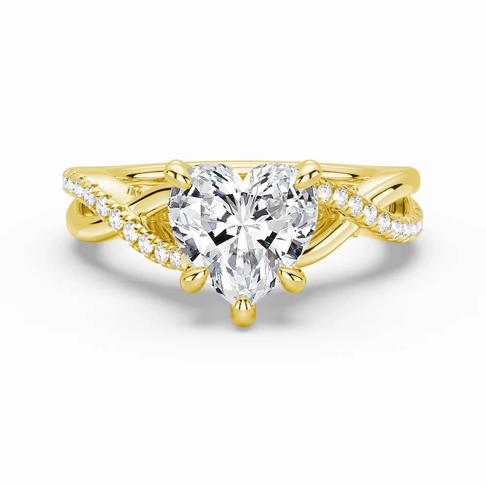 Effortless Glow Night Style Heart Shaped Moissanite Twisted Band Engagement Ring with Hidden Accents