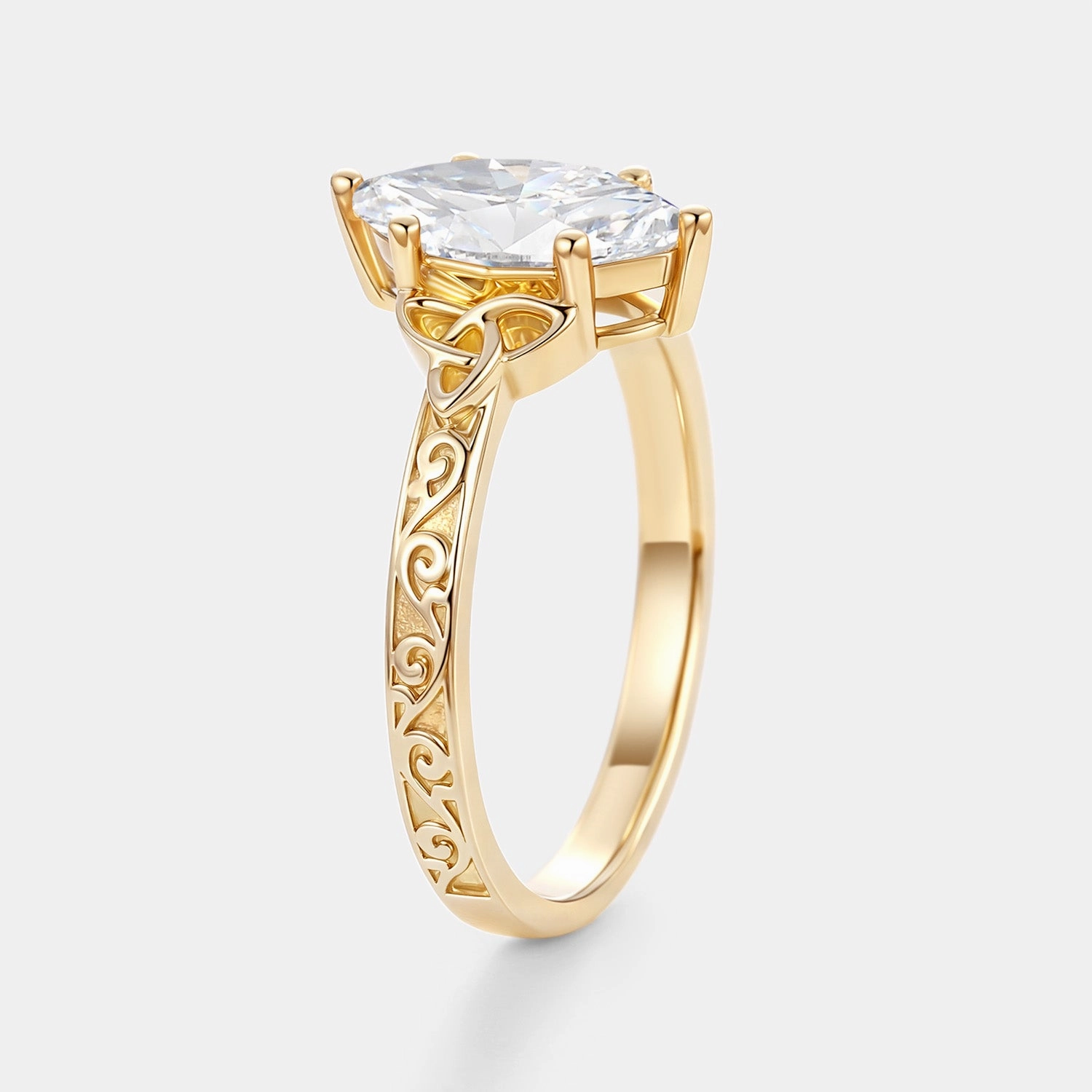 Versatile Jewelry Office Accent Marquise Lab Grown Diamond Celtic Engraved Engagement Ring - Seraph