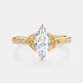 Marquise Lab Grown Diamond Celtic Engraved Engagement Ring - Seraph HighEnd Symbol Memorial Gift