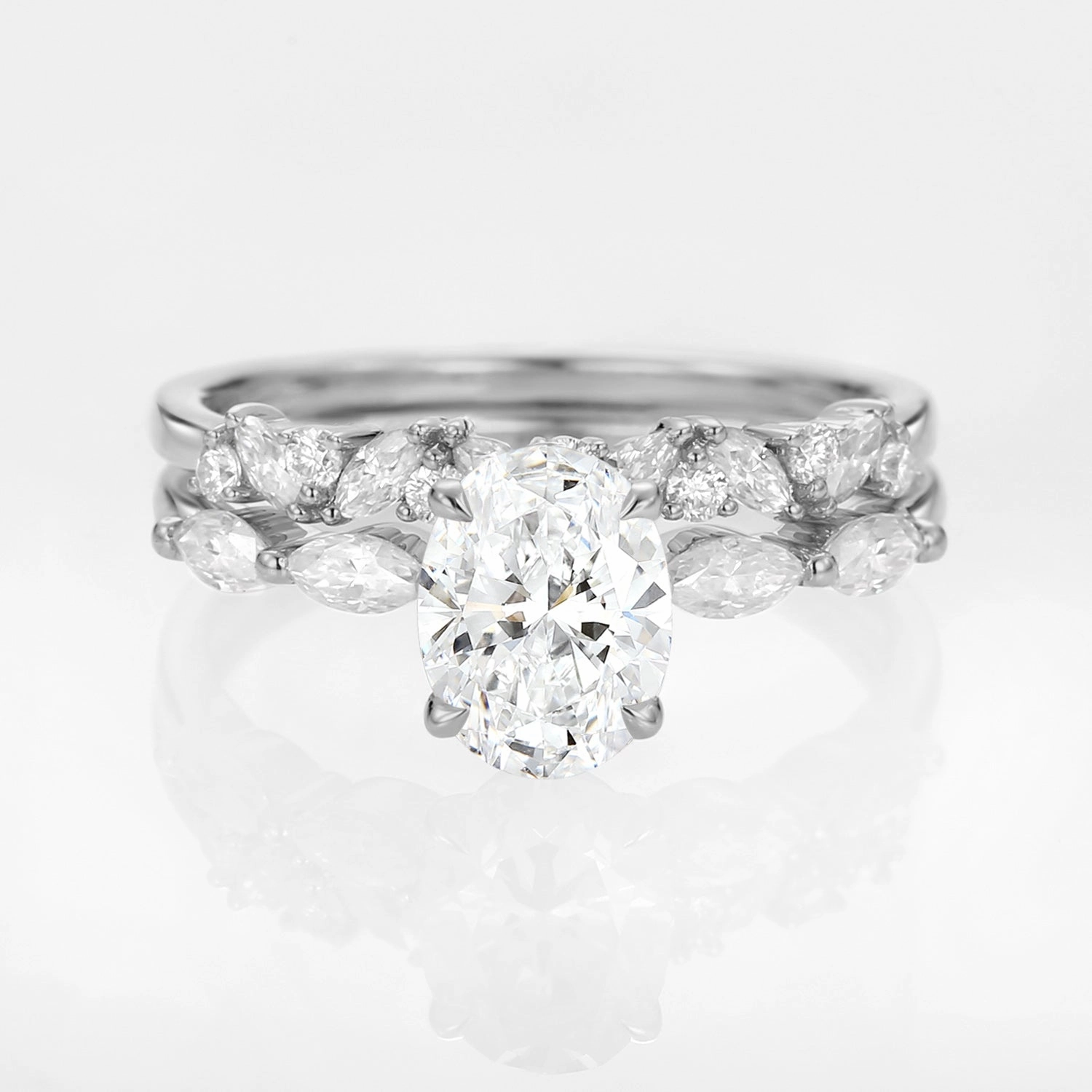 Easy Style Half Eternity Lab Grown Diamond Engagement Ring Set 2pcs - Isabella