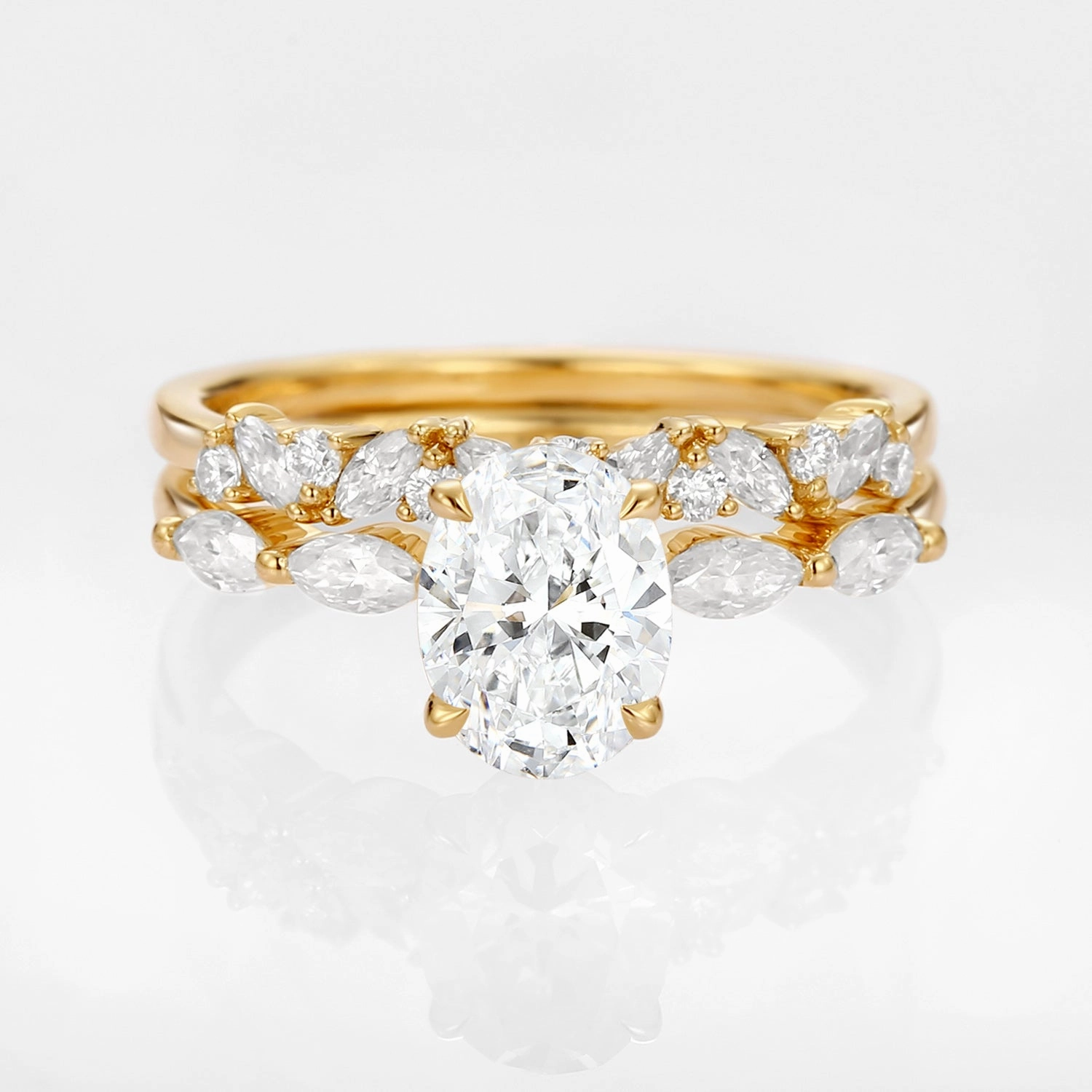 Classic Insignia Contemporary Keepsake Half Eternity Lab Grown Diamond Engagement Ring Set 2pcs - Isabella