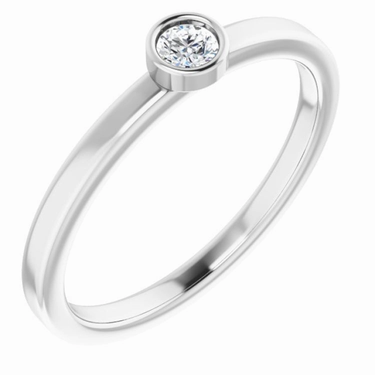 14K White 3 mm Natural White Sapphire Ring All Size Fit