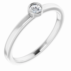 14K White 3 mm Natural White Sapphire Ring All Size Fit