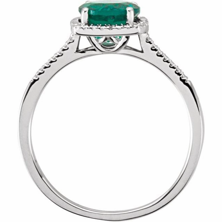 Exclusive access Simple Work Sterling Silver Lab-Grown Emerald & .01 CTW Natural Diamond Ring