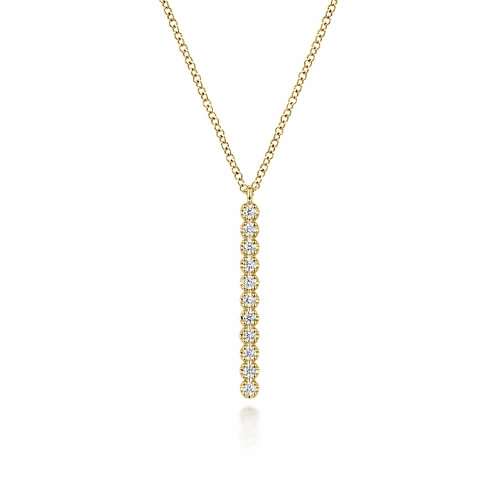 Natural Details 14K Yellow Gold Diamond Vertical Bar Y Pendant Necklace