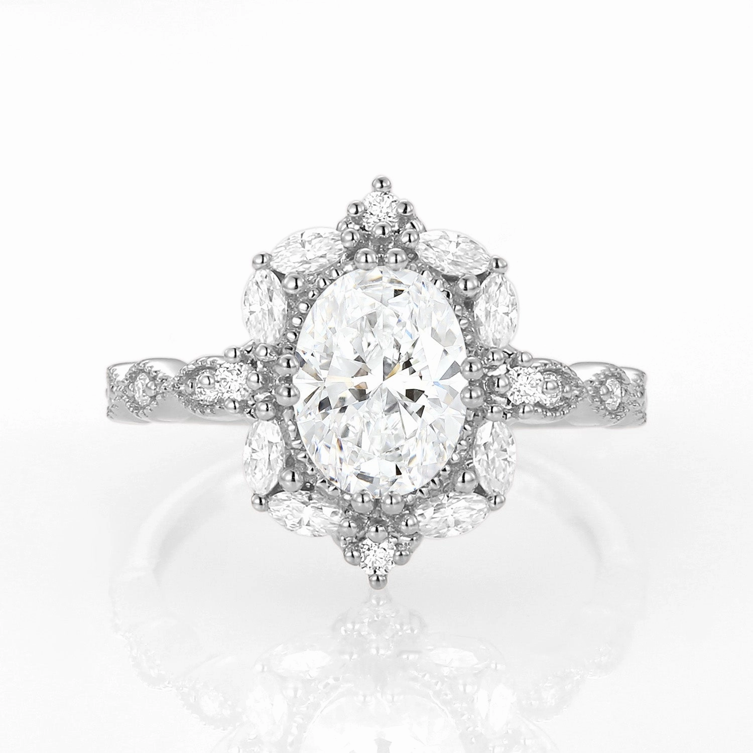 Matching accessory Romantic Design 1.0-2.0ct Lab Grown Diamond Signature Vintage Byzantine Ring