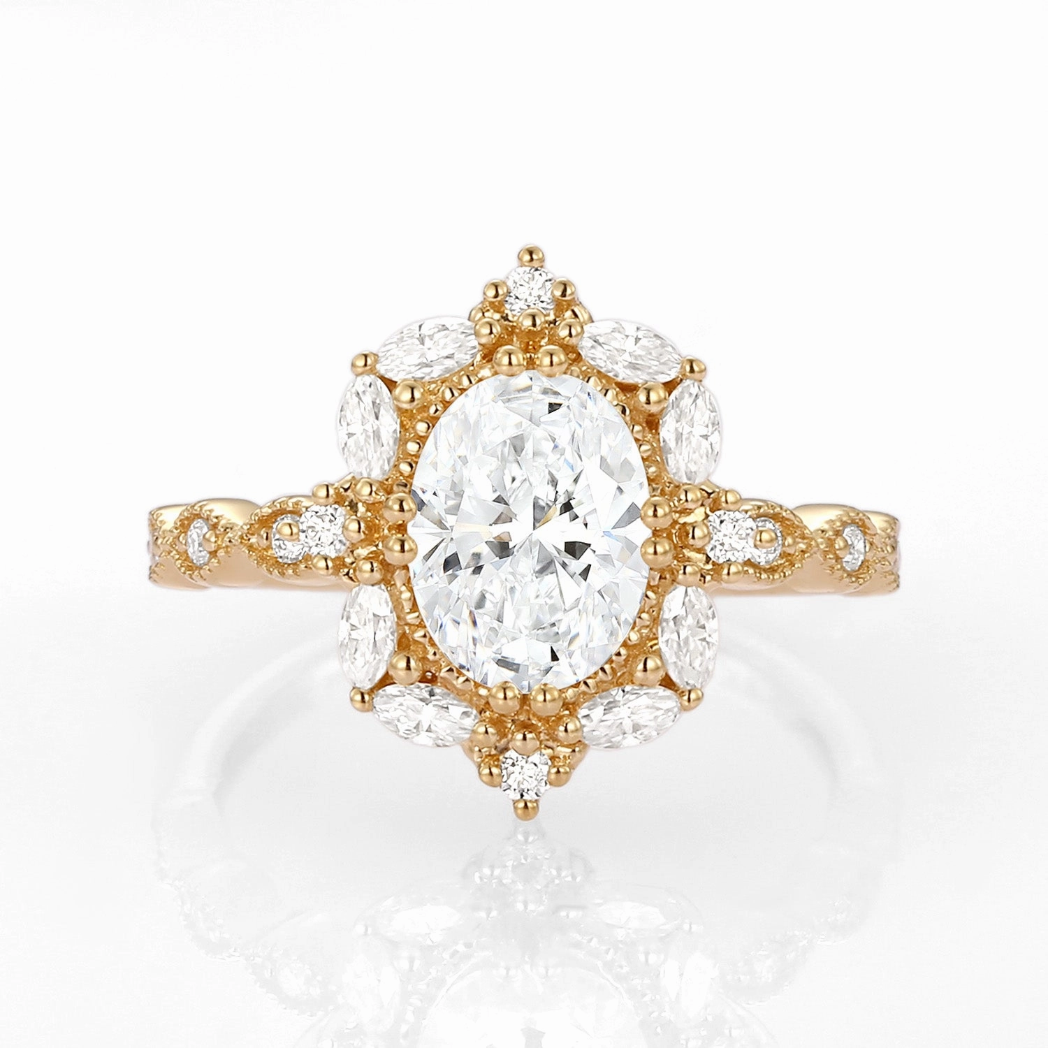 Timeless Item Present Day 1.0-2.0ct Lab Grown Diamond Signature Vintage Byzantine Ring