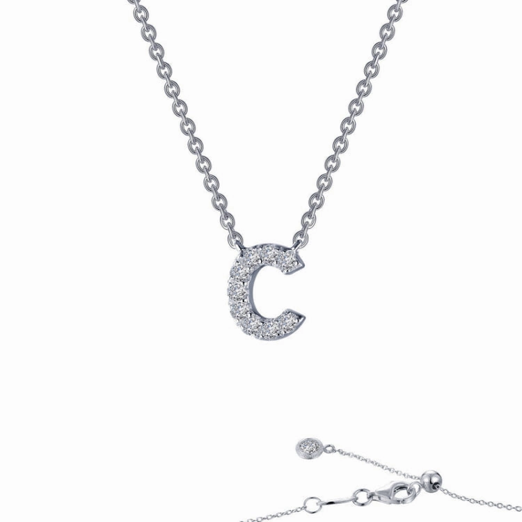 Letter C Pendant Necklace Glossy Detail