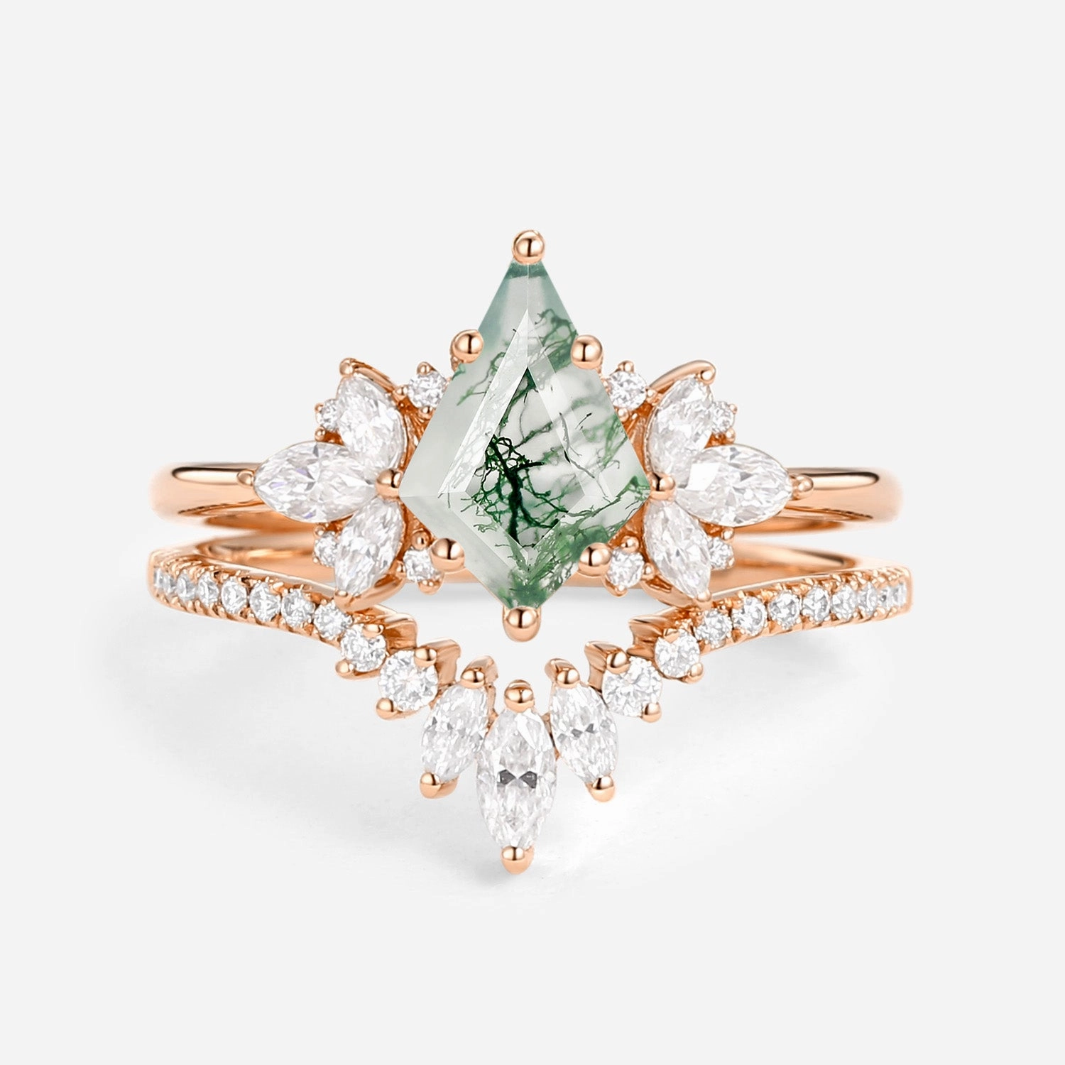 Rough Use Fairy Ring - Kite Cut Amethyst Butterfly Cluster Ring Set 2pcs