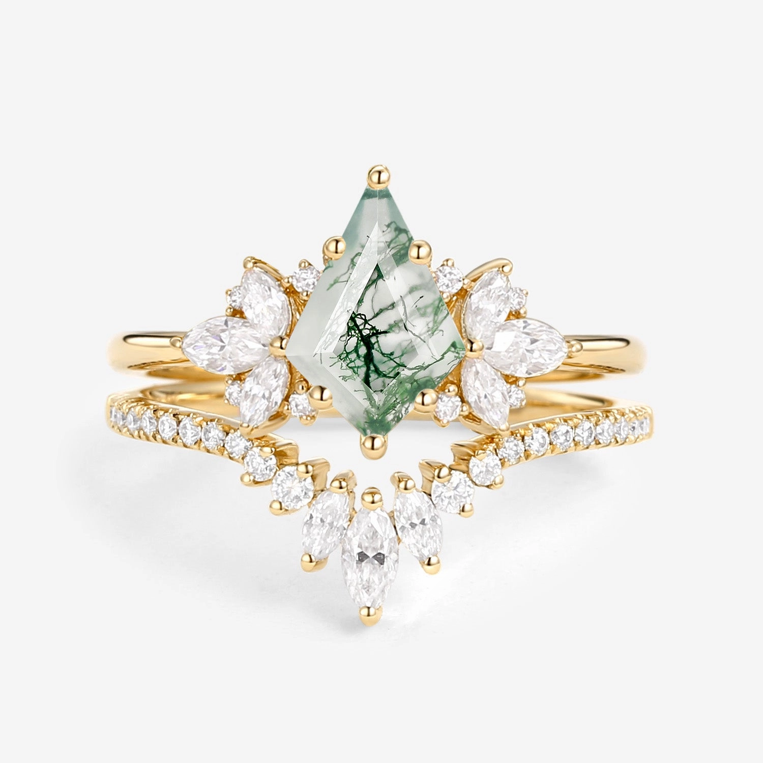 Fairy Ring - Kite Cut Amethyst Butterfly Cluster Ring Set 2pcs Sentimental Product Model Jewelry