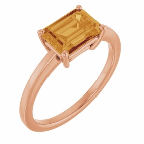 14K Rose Natural Citrine Ring Gentle Finish