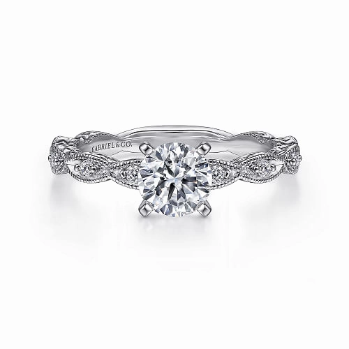 Chic Decoration Sadie - Vintage Inspired 14K White Gold Round Diamond Engagement Ring