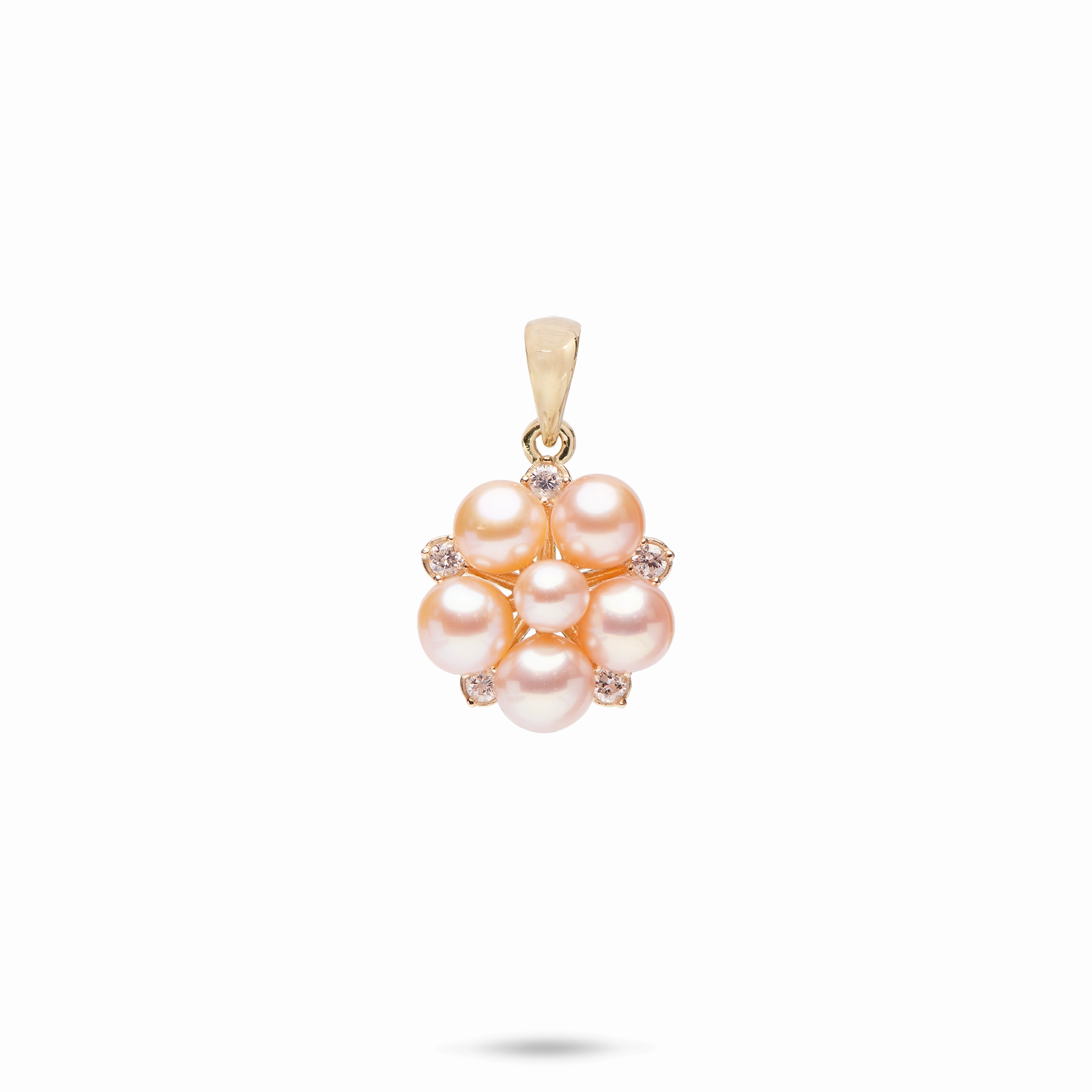 Tiny Bubbles Peach Freshwater Pearl Pendant in Gold with Diamonds Sleek Charm