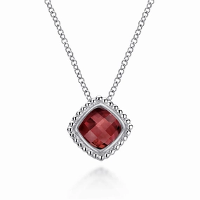 Artisan Finish 925 Sterling Silver Bujukan Garnet Pendant Necklace