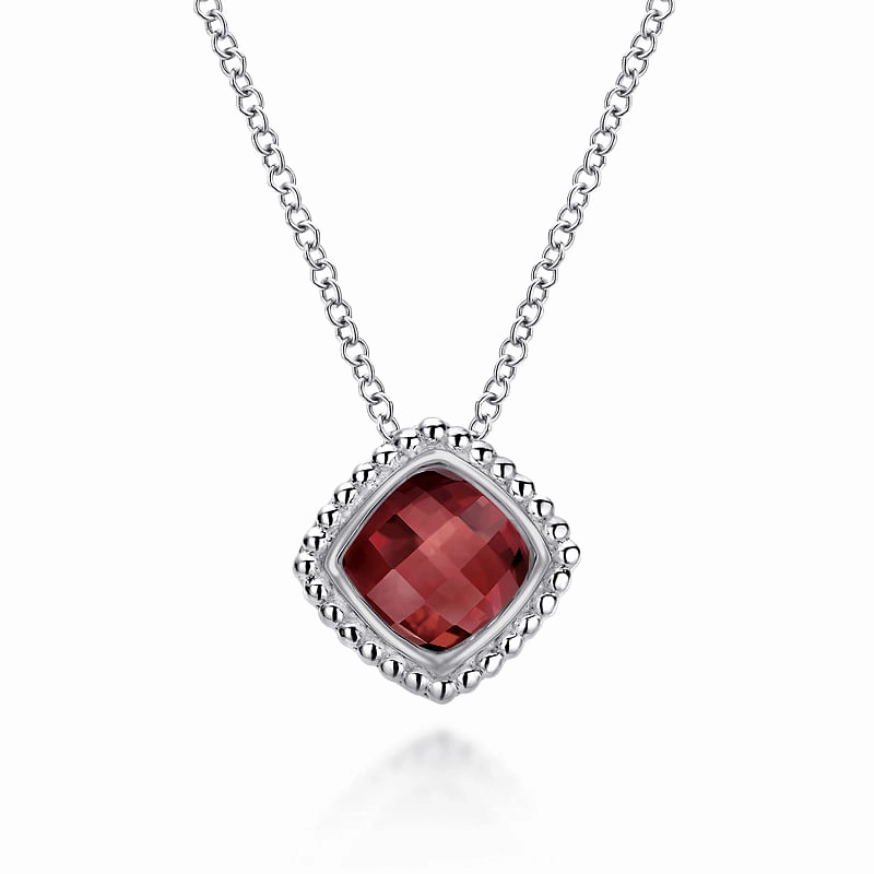 Artisan Finish 925 Sterling Silver Bujukan Garnet Pendant Necklace
