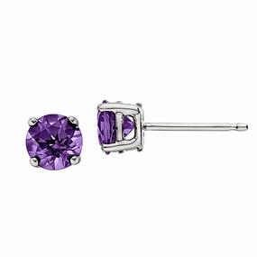 Fashion Treasures Stylish Statement Classic Birthstone Stud Earrings with Amethyst
