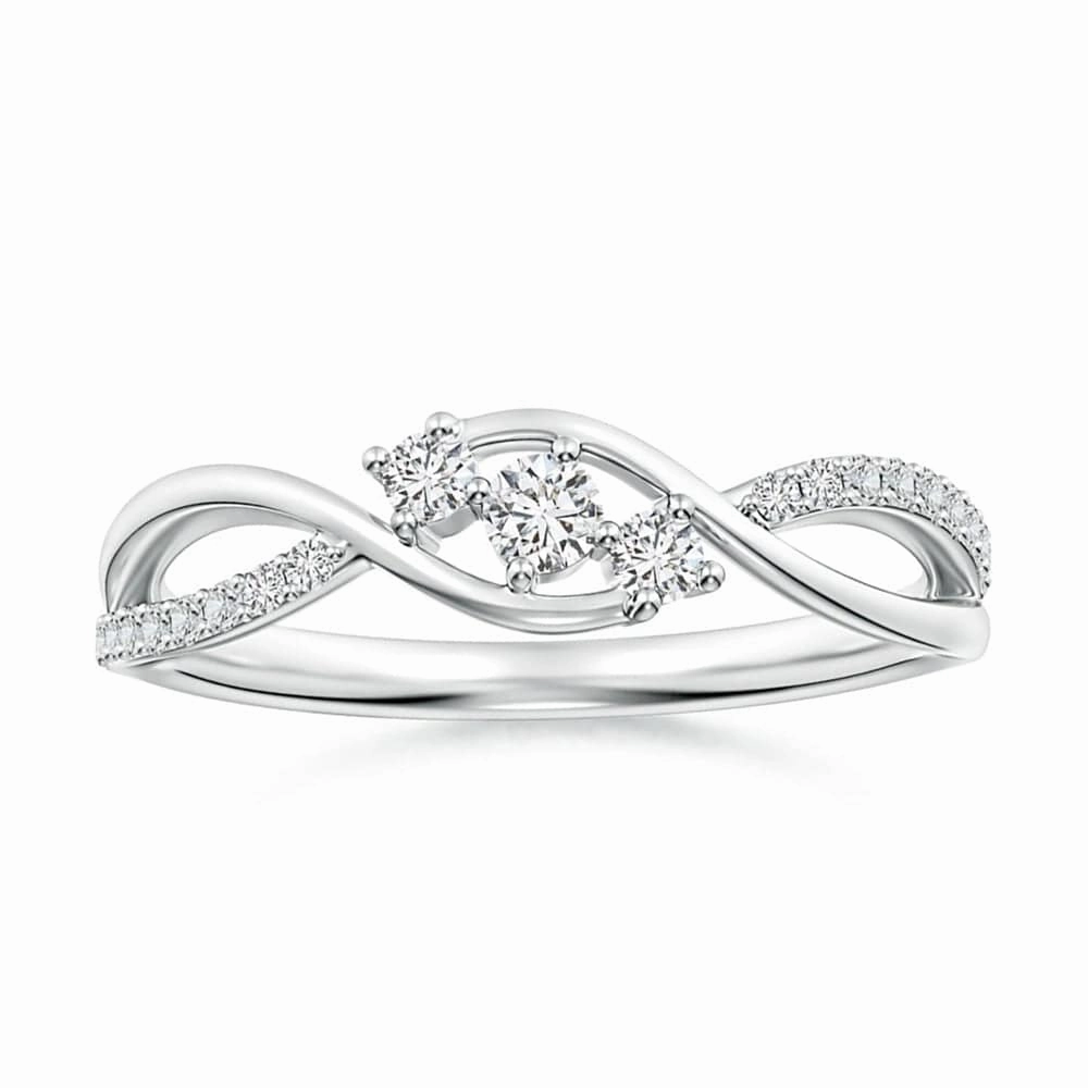 Infinity Twisted Band Three Stone Lab Grown Diamond Promise Ring Refined Gift