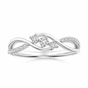 Infinity Twisted Band Three Stone Lab Grown Diamond Promise Ring Refined Gift