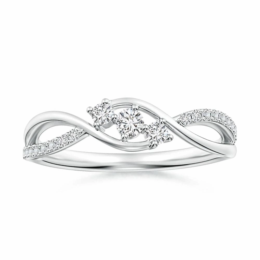 Street Chic Infinity Twisted Band Three Stone Lab Grown Diamond Promise Ring