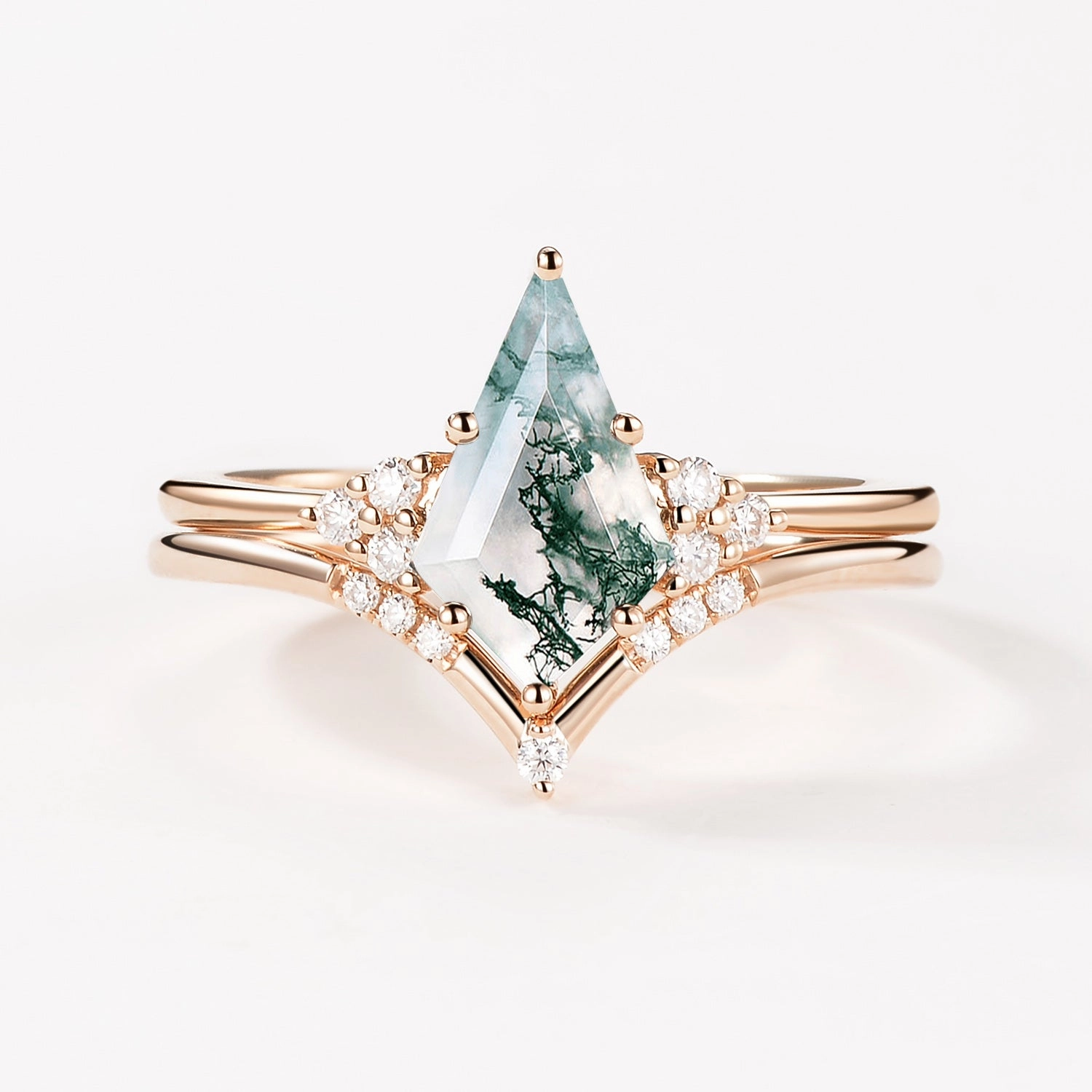 Hypoallergenic Adornment Designer Style Kite Black Rutilated Quartz Engagement Ring Set 2pcs