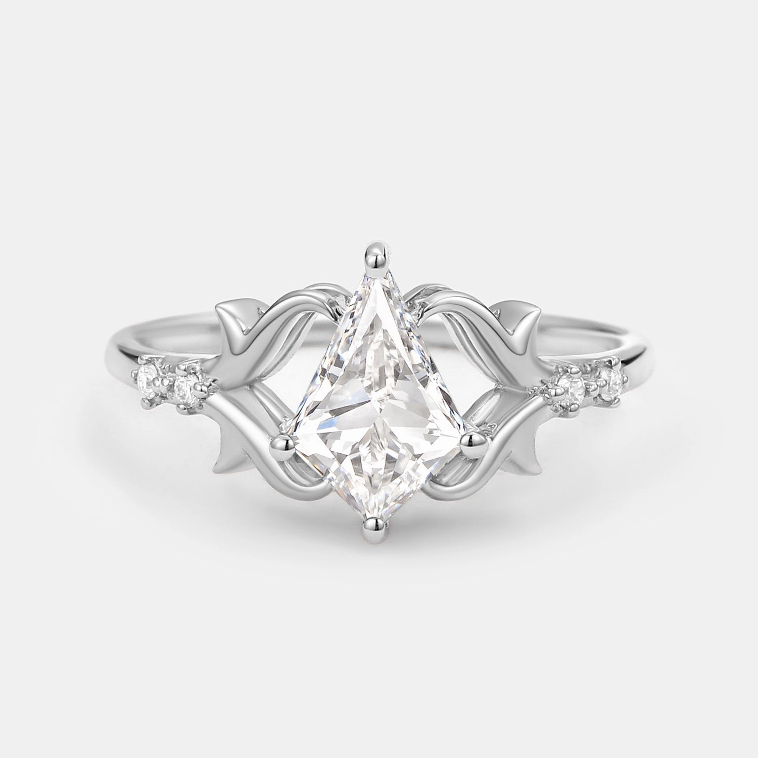 Kite Cut Leafy Lab Grown Diamond Engagement Ring - Tendril Hypoallergenic product