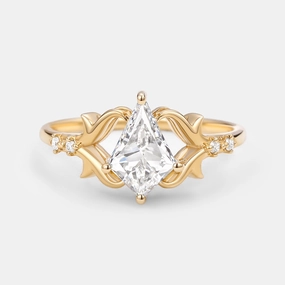 Kite Cut Leafy Lab Grown Diamond Engagement Ring - Tendril Street Fashion