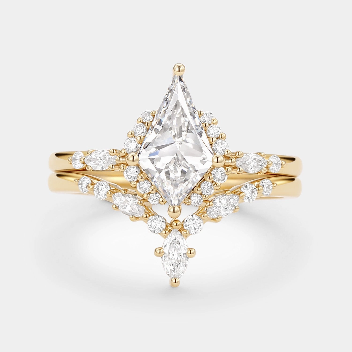 Kite Lab Grown Diamond Engagement Ring Set 2pcs Superior Jewelry