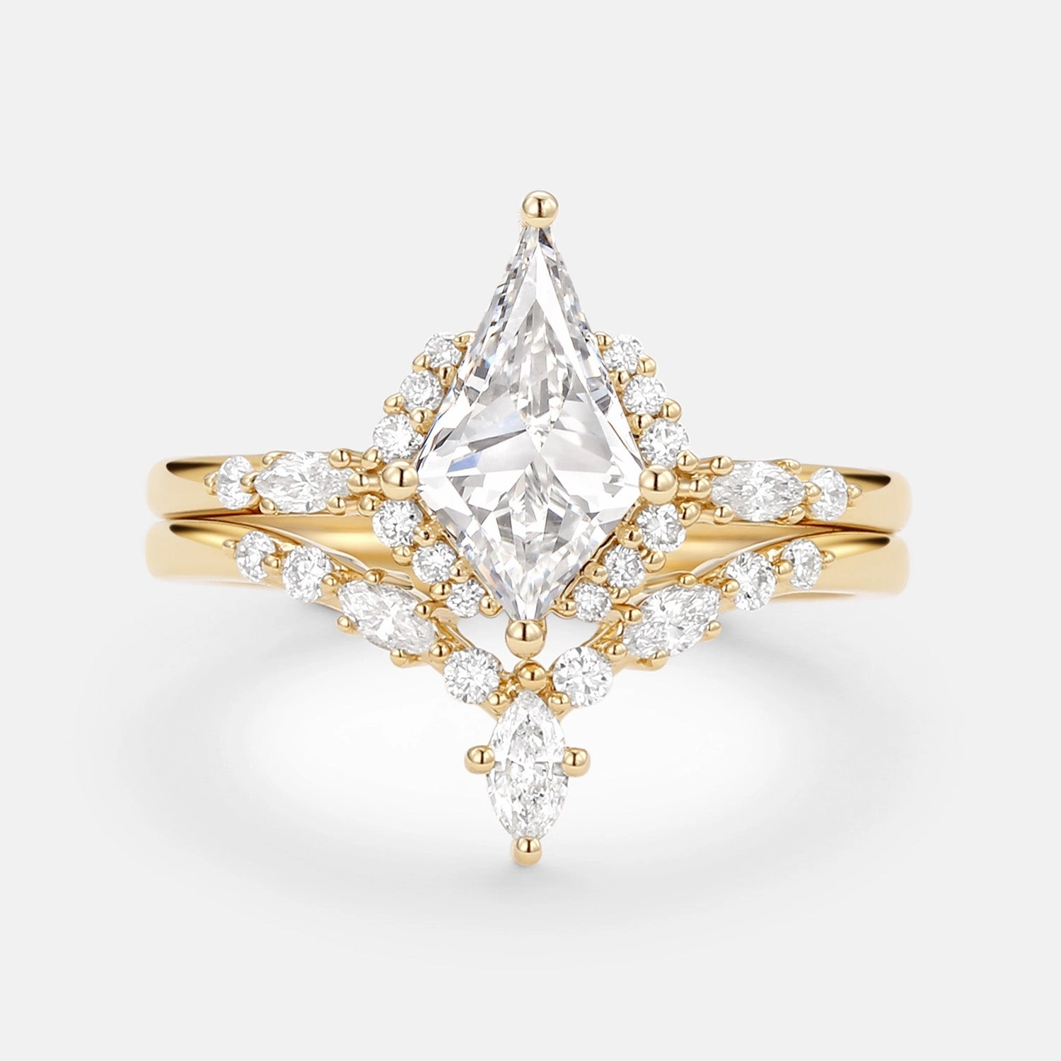 Soft Movement Glamorous Work Kite Lab Grown Diamond Engagement Ring Set 2pcs